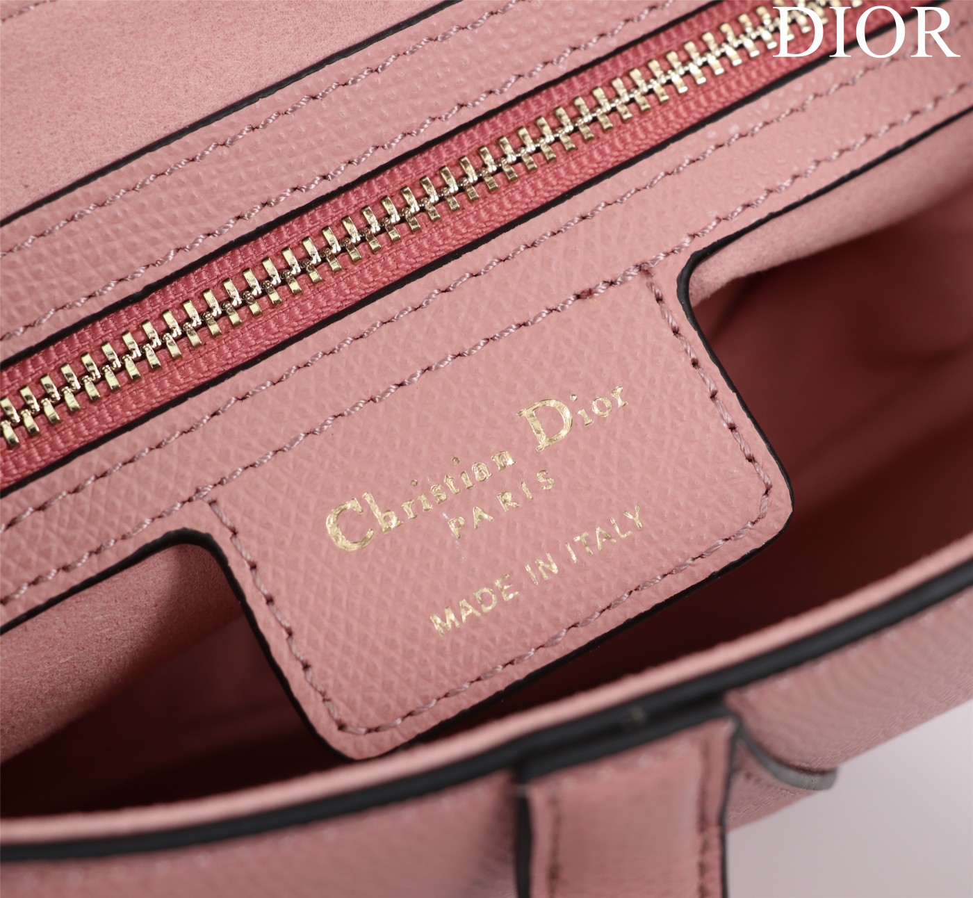 Saddle Bag with Strap Pink Grained Calfskin